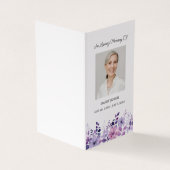 Folded Purple Flower Photo Funeral Prayer Card 名刺 (外部)