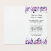 Folded Purple Flower Photo Funeral Prayer Card 名刺 (内部フラット)