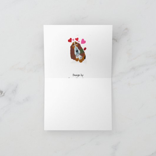 Folded Valentine's Day Dachshund cupid Card サンキューカード (内部)