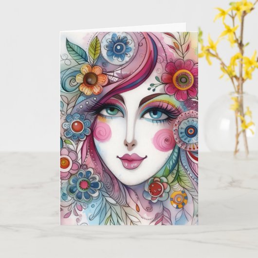 Folded Whimsical Card カード (黄色い花)