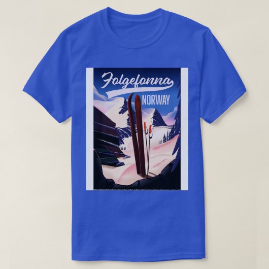 Folgefonnaノルウェースキー旅行ポスター Tシャツ (デザイン正面)