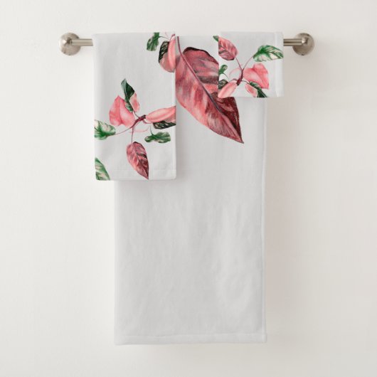 FOLHAGEM ROSA E VERDE バスタオルセット (インサイチュ)