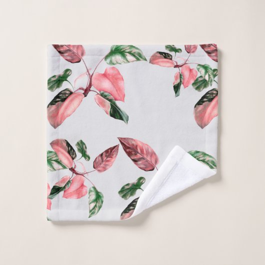 FOLHAGEM ROSA E VERDE バスタオルセット (ウォッシュタオル)