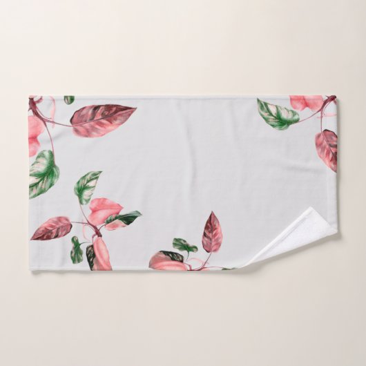 FOLHAGEM ROSA E VERDE バスタオルセット (ハンドタオル)