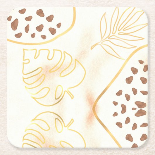 Folhas Douradas スクエアペーパーコースター (正面)