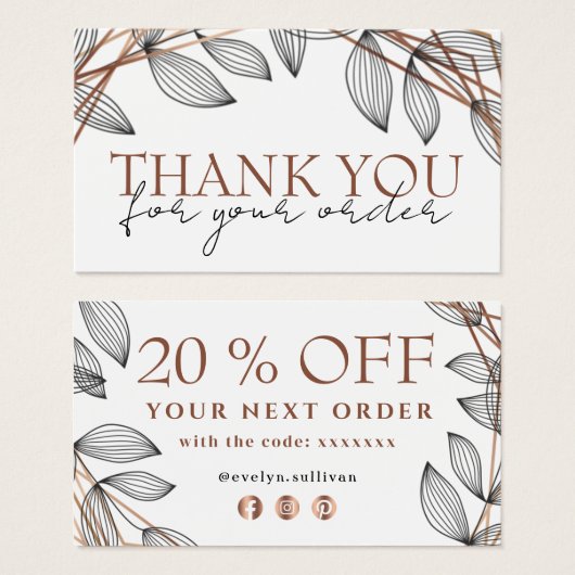 Foliage geometric frame 感謝してい you discountカード (正面&裏面)
