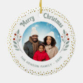 Foliage Glitter Christmas Family Photo  セラミックオーナメント (裏面)