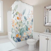 Foliage Green Blue Orange Leaves シャワーカーテン (インサイチュ)