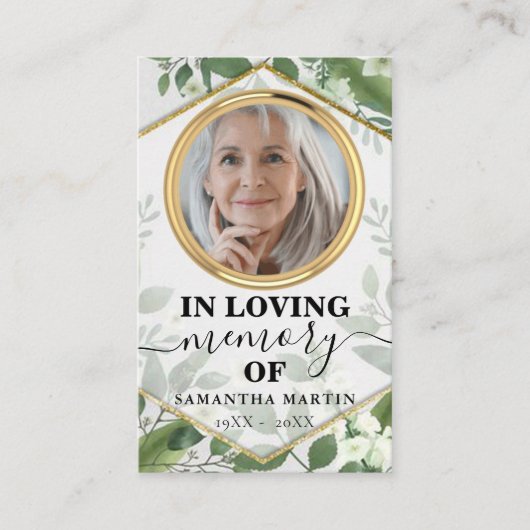 Foliage Greeneryメモリアル祈りの言葉フォトカード 名刺 (正面)