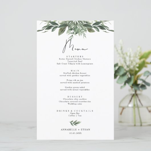 Foliage Leafメニューカード (スタンド正面)