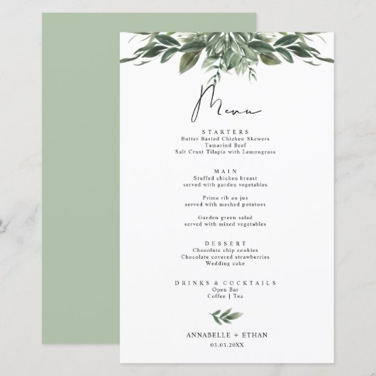 Foliage Leafメニューカード (正面/裏面)