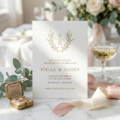 Foliage Leaf Line Art Weddingモダン Save The Date 箔招待状