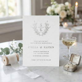 Foliage Leaf Line Art Weddingモダン Save The Date 箔招待状