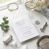 Foliage Leaf Line Art Weddingモダン Save The Date 箔招待状