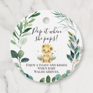 Foliage Lion Crown Baby Shower ポップ・アートの Itメッセージカード フェイバータグ