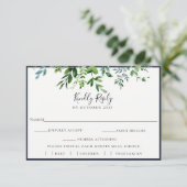 Foliage Navy Wedding RSVP食事チョイス素朴カード 出欠カード (スタンド正面)