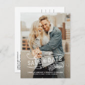 Foliage Overlay Vertical Photo日付を保存 案内ポストカード (正面/裏面)