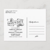 Foliage Overlay Vertical Photo日付を保存 案内ポストカード (裏面)