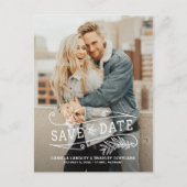 Foliage Overlay Vertical Photo日付を保存 案内ポストカード (正面)