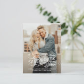 Foliage Overlay Vertical Photo日付を保存 案内ポストカード (スタンド正面)