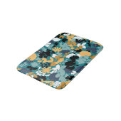 Foliage Teal Aqua Blue Mustard Black White バスマット (アングル)