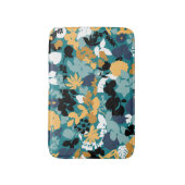 Foliage Teal Aqua Blue Mustard Black White バスマット (正面縦)