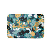 Foliage Teal Aqua Blue Mustard Black White バスマット (正面)