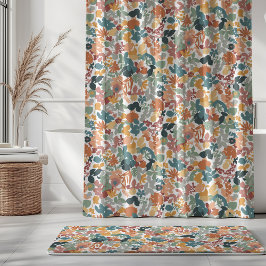 Foliage Teal Sage Terracotta Orange White シャワーカーテン