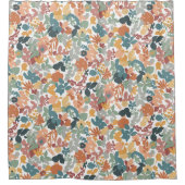 Foliage Teal Sage Terracotta Orange White シャワーカーテン (正面)