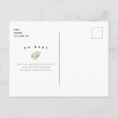 Foliage Ultrasound写真ティール（緑がかった色）ベビーシャワー インビテーションポストカード (裏面)