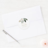 Foliage Water Color 結婚's Thank You Sticker ラウンドシール (封筒)