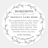 Foliage Wreath Ingredients Product Label Sticker ラウンドシール (正面)