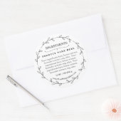 Foliage Wreath Ingredients Product Label Sticker ラウンドシール (封筒)