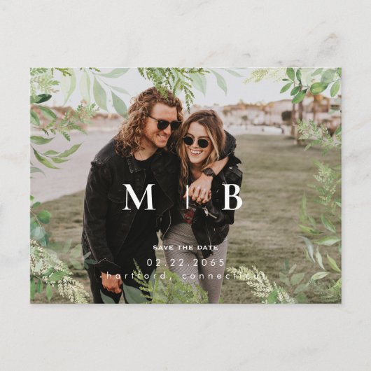 Folidsコンテンポラリー Monogram写真Save the Date ポストカード (正面)