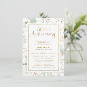 Folids金ゴールドスクリプト結婚50周年 招待状