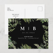 Folids コンテンポラリー Monogram Black日付を保存 案内ポストカード (正面/裏面)