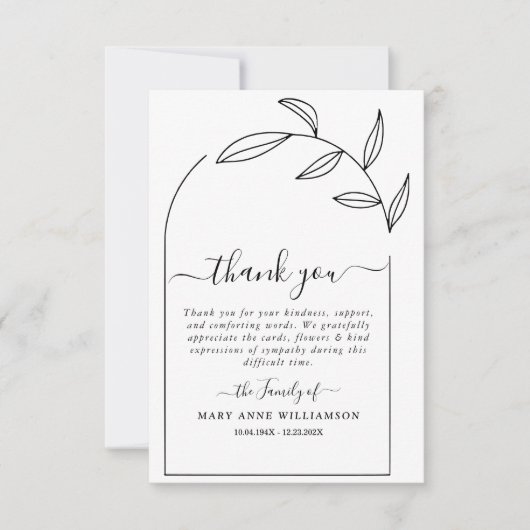 Folids Arch文字スクリプト葬儀サンキューカード サンキューカード (正面)
