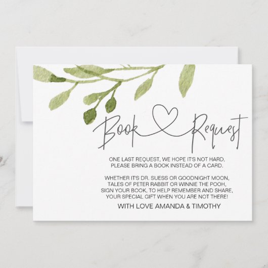 Folids Baby エレガント Shower Book Request Card 招待状 (正面)