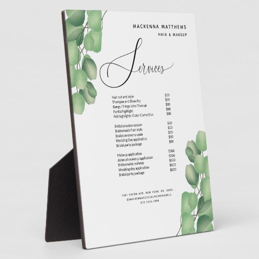 Folids Greeneryモダン美容師サービスメニュー フォトプラーク (側面)