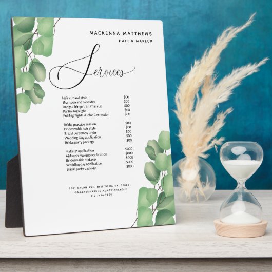 Folids Greeneryモダン美容師サービスメニュー フォトプラーク (側面)