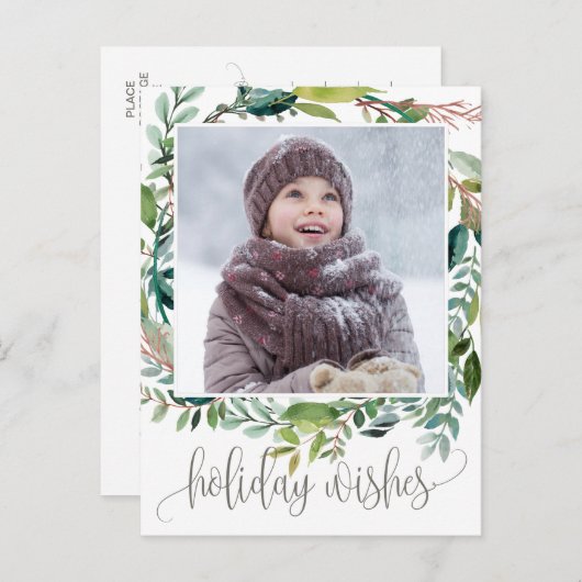 Folids Holiday Wishesクリスマスフォトポストカード シーズンポストカード (正面/裏面)