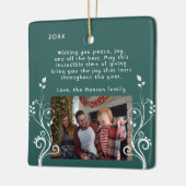 Folids Wishesモダン家族のフォトグリーン セラミックオーナメント (左)