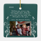 Folids Wishesモダン家族のフォトグリーン セラミックオーナメント (裏面)