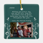 Folids Wishesモダン家族のフォトグリーン セラミックオーナメント (正面)