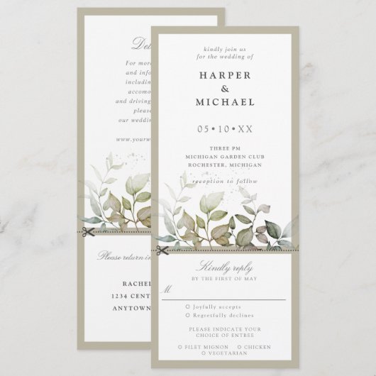 Folies 葉Wedding招待w rsvp attached 招待状 (正面/裏面)