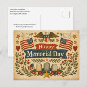 Folk Art Americana Memorial Day シーズンポストカード (正面/裏面)