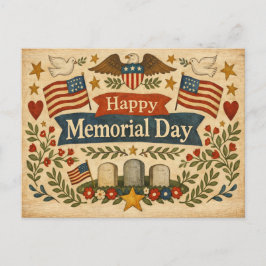 Folk Art Americana Memorial Day シーズンポストカード