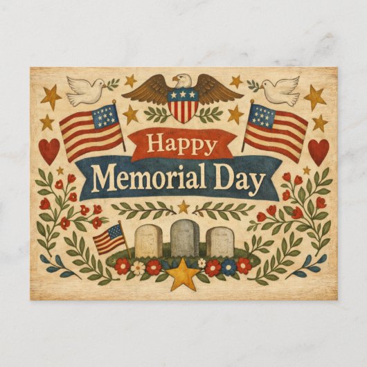 Folk Art Americana Memorial Day シーズンポストカード (正面)