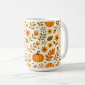 Folk Art Autumn Flowers Thanksgiving コーヒーマグカップ (正面右)