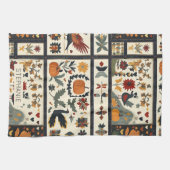 Folk Art Autumn Quilt Pattern | Rustic Harvest キッチンタオル (横)